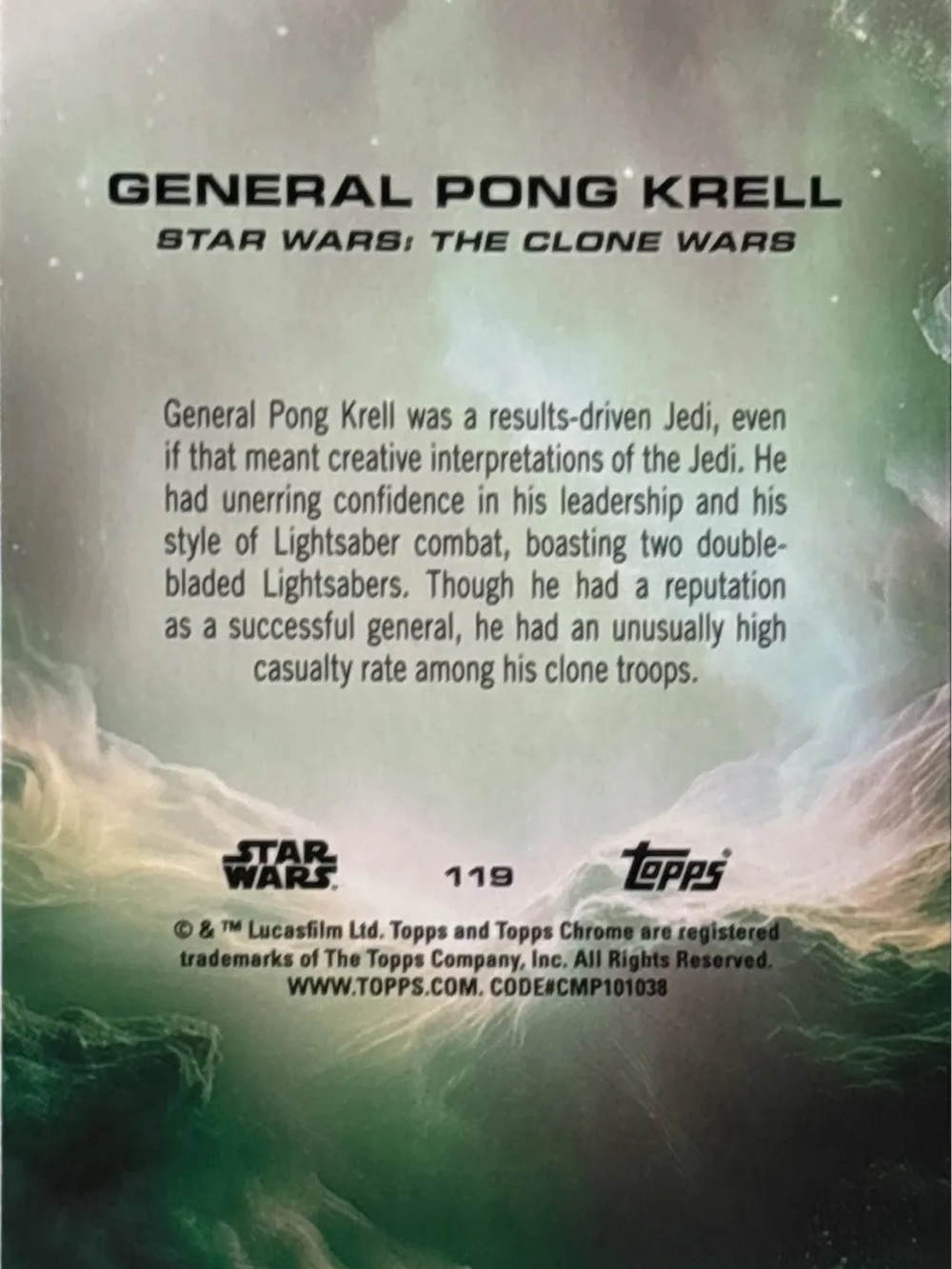 Topps Chrome Star Wars General Pong Krell Card - Picture 2 of 2